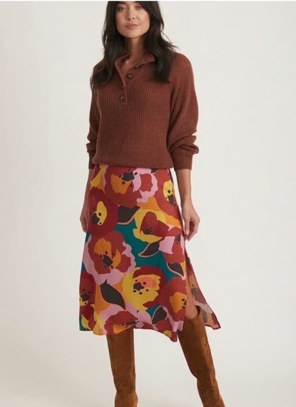 Marine Layer Ryan Floral Midi Slip Skirt Size 4